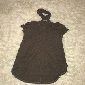 Greenish brownish Neck loop flowy shirt